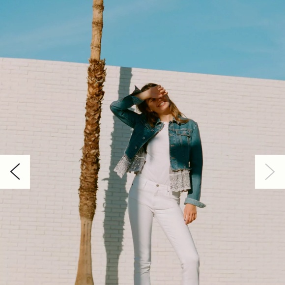 Anthropologie Pilcro & the Letterpress Ruffled Eyelet Gingham Hem Jean Jacket - Picture 4 of 8